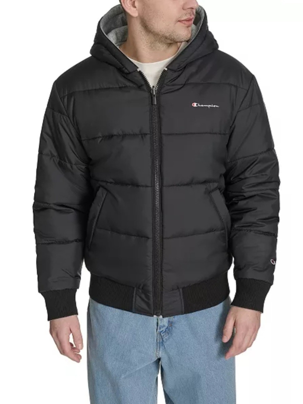 NWOT Men's Champion Men's Reversible Hooded Bomber Jacket Size XL